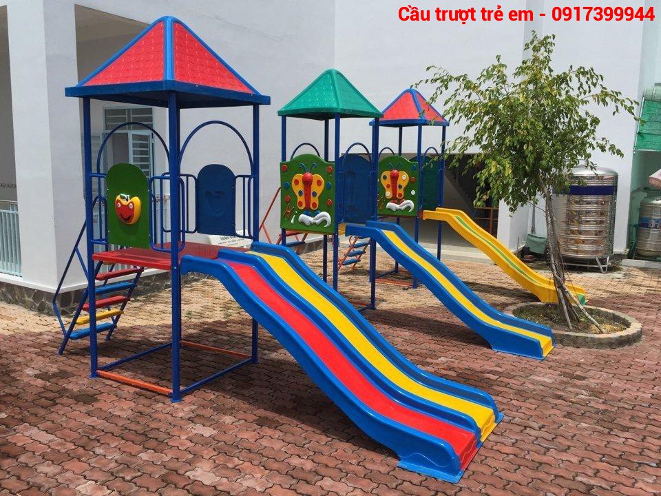 Cầu Trượt Máng Đôi Có Mái Che- PGSP173
